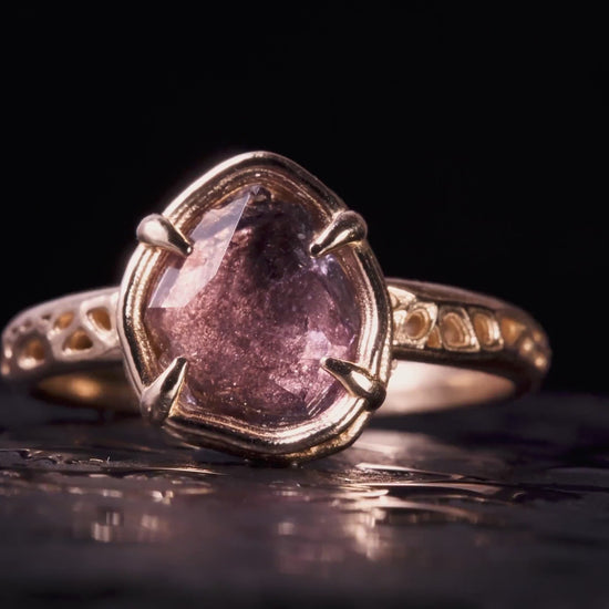 Natural Lavender Spinel Ring in 14K Gold, One of a Kind Organic Gemstone Ring