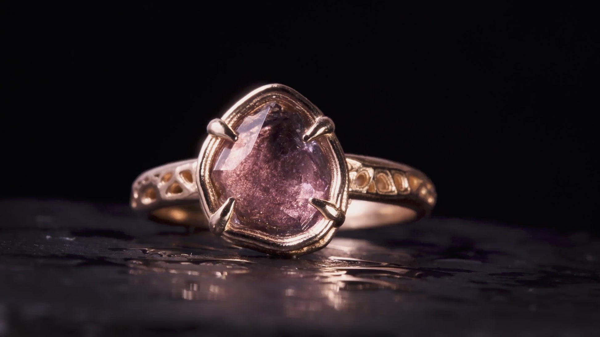 Natural Lavender Spinel Ring in 14K Gold, One of a Kind Organic Gemstone Ring