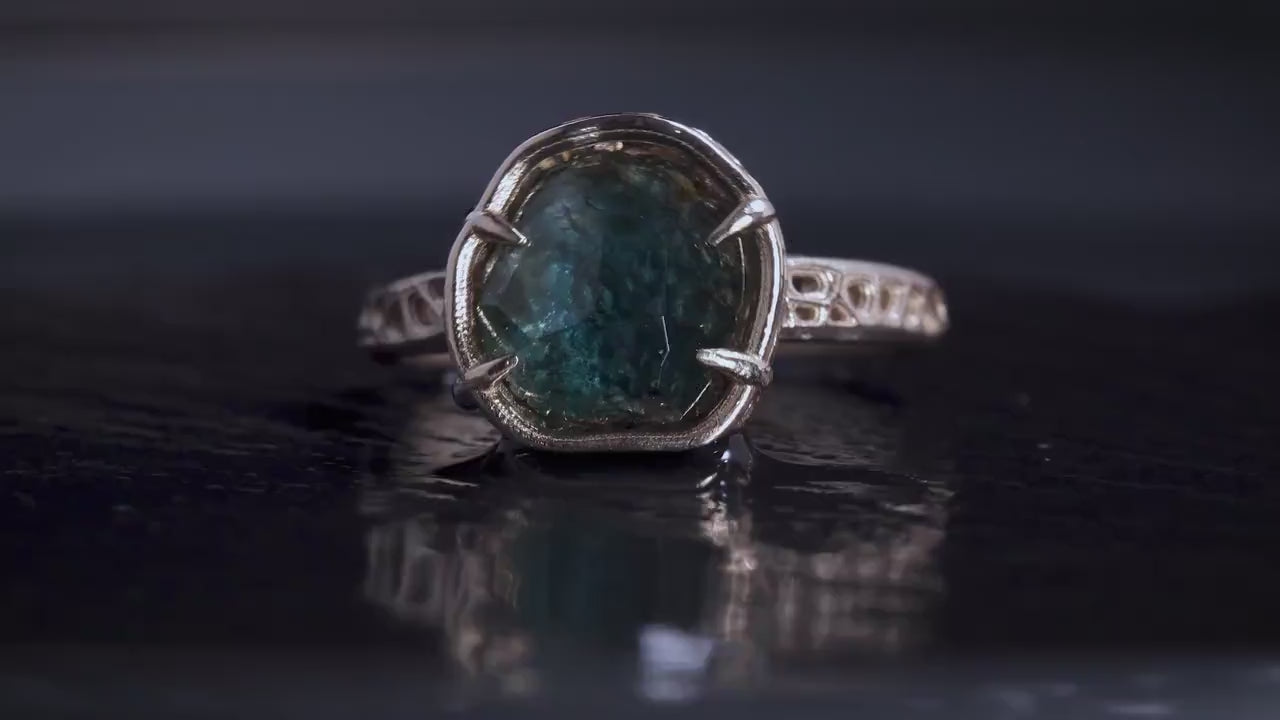 Montana Sapphire Ring in 14k White Gold, 3.14 Carat, 9mm Blue Sapphire, One of a Kind