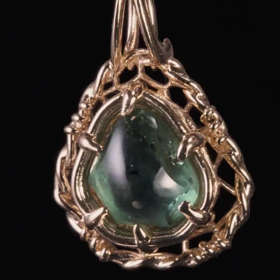 Portal Cut Montana Sapphire Pendant 14k Yellow Gold One of a Kind