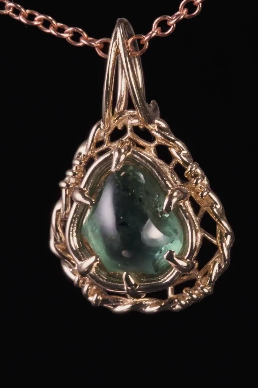 Portal Cut Montana Sapphire Pendant 14k Yellow Gold One of a Kind