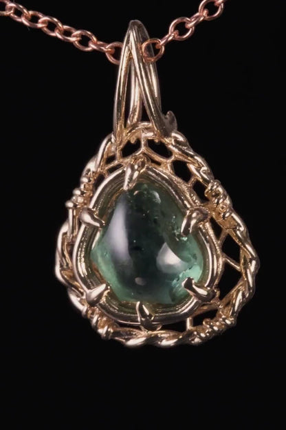 Portal Cut Montana Sapphire Pendant 14k Yellow Gold One of a Kind