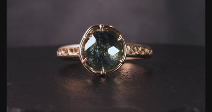 Montana Sapphire Ring in 14k Yellow Gold – Blue Green Sapphire, Organic Prong Setting, One of a Kind