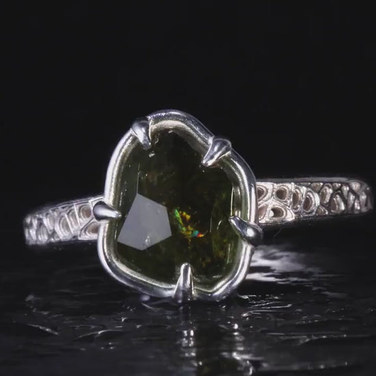 Green Tourmaline Ring in Sterling Silver