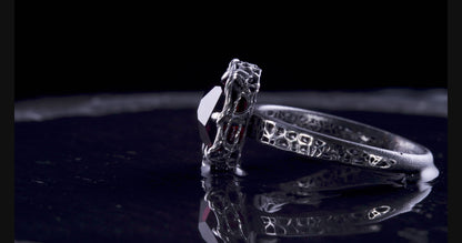 Hand Cut Almandine Garnet Solitaire Ring — Sterling Silver, Sculptural Design item 1036