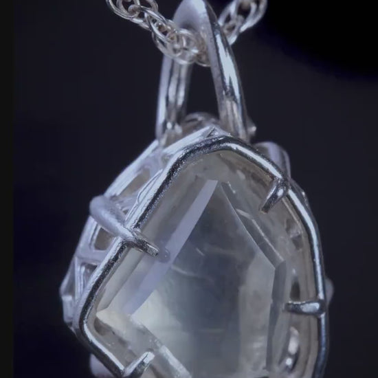 Rainbow Moonstone Pendant in Sterling Silver, Portal Cut, Blue Flash, One of a Kind