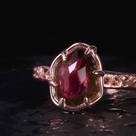 Watermelon Tourmaline Ring in 10k Rose Gold