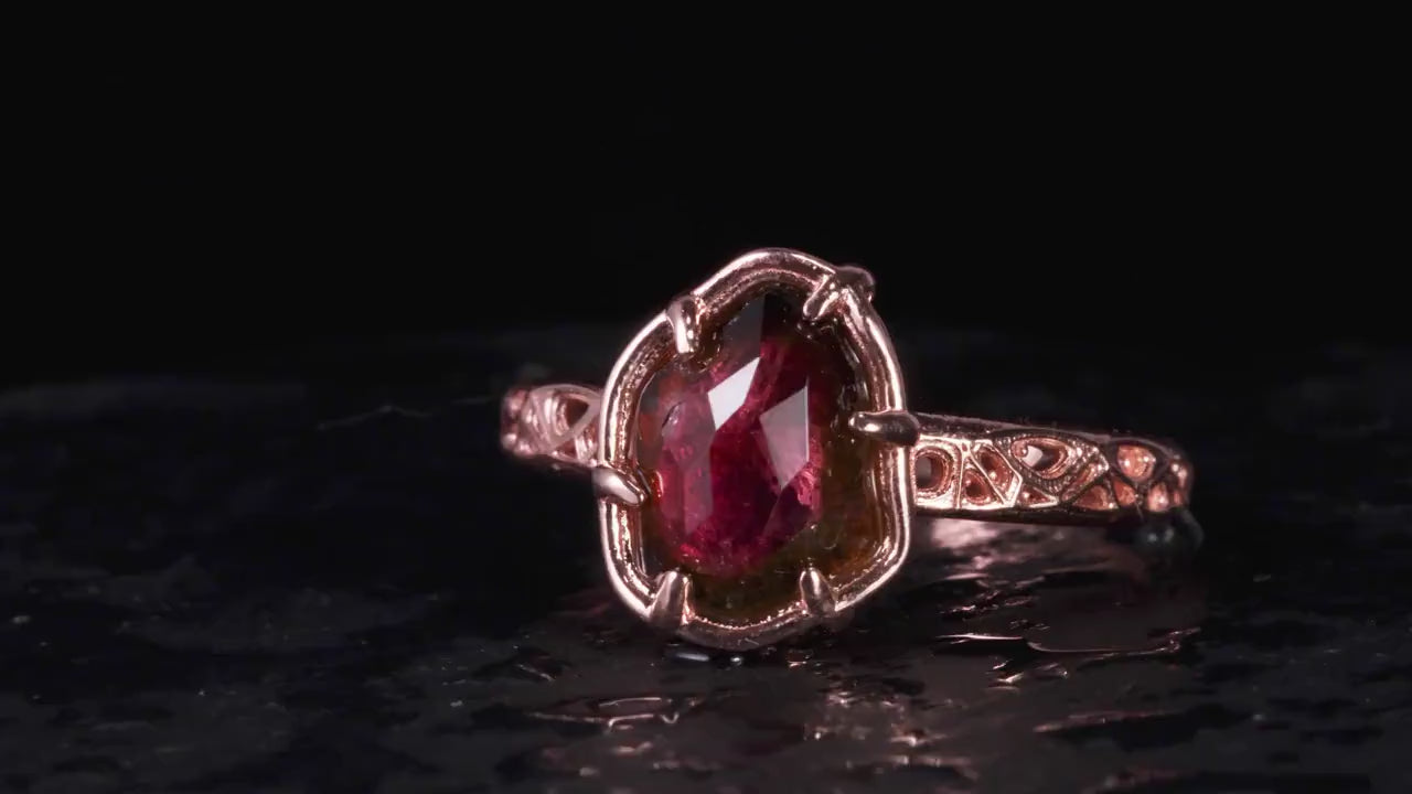 Watermelon Tourmaline Ring in 10k Rose Gold
