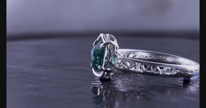 Hand Cut Montana Sapphire Solitaire Ring in Sterling Silver,  item 1015