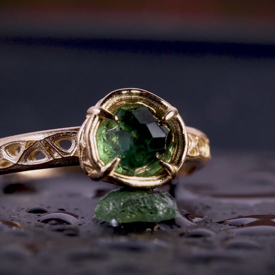 Green Montana Sapphire Ring in Solid 10k Gold, Handmade Sapphire Ring, Organic Fine Jewelry