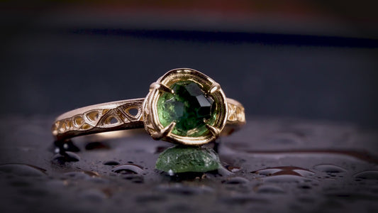 Green Montana Sapphire Ring in Solid 10k Gold, Handmade Sapphire Ring, Organic Fine Jewelry