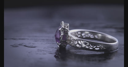 Sapphire Ring in Sterling Silver Soft Violet Solitaire item 1041
