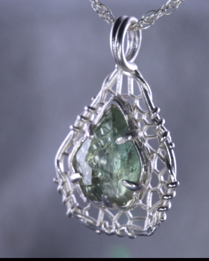 Hand Cut Montana Sapphire Sterling Silver Pendant item 1023